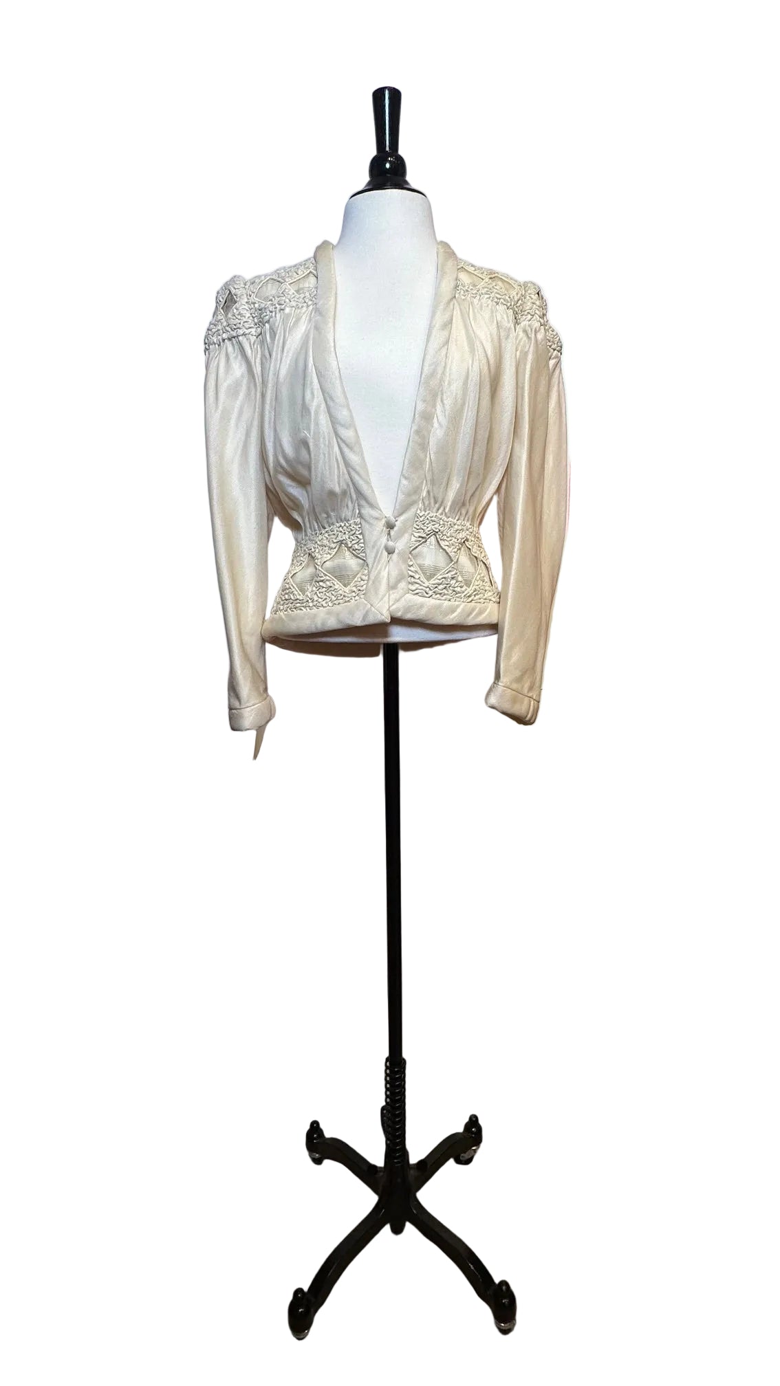 Vintage Cream Pleated Jacket - Small