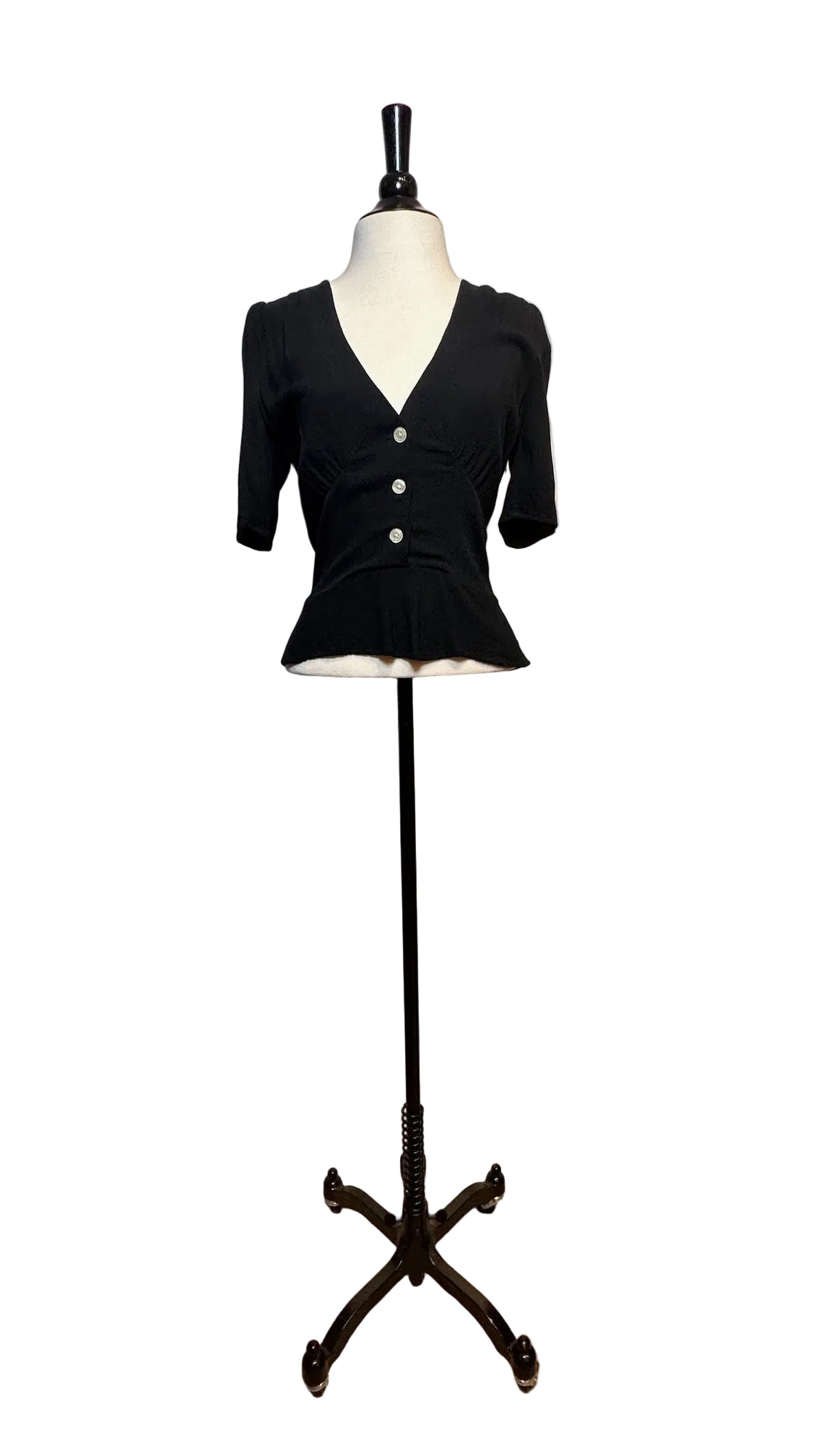 Rouje - Black Button Up Blouse - X-Small