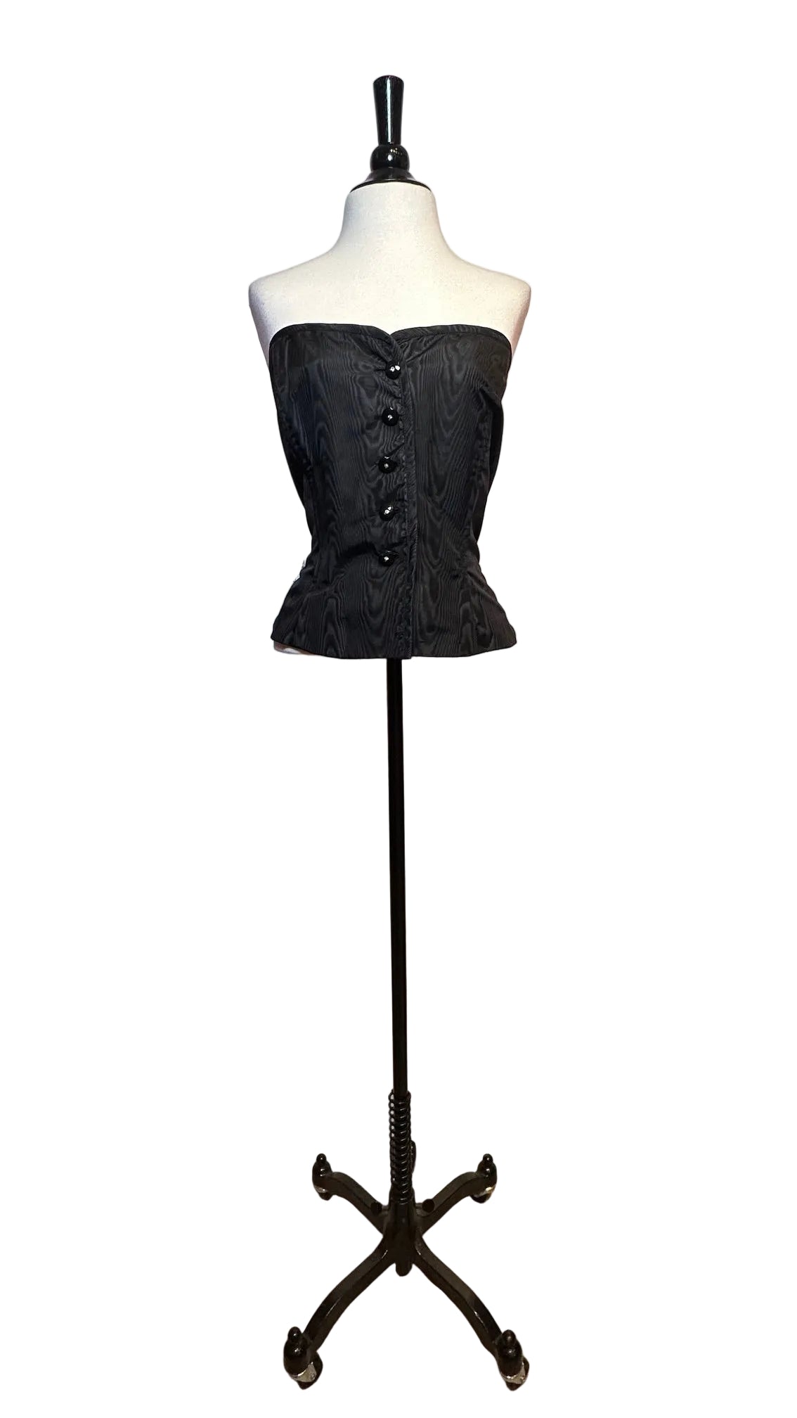 Vintage Black Sleeveless Taffeta Bustier - XL