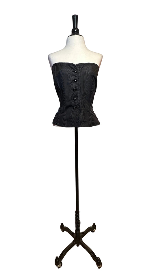 Vintage Black Sleeveless Taffeta Bustier - XL