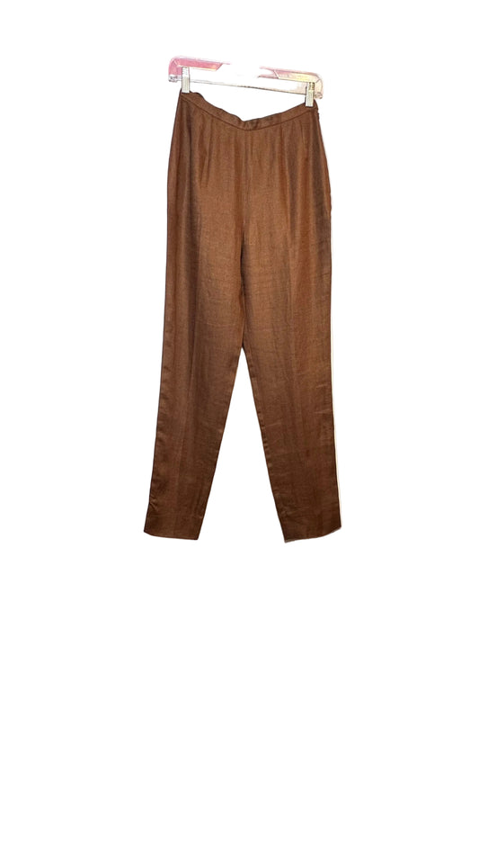 Shanghai Tang - Chestnut Linen Pants - Small
