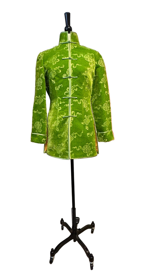 Shanghai Tang - Green Plush Velvet Jacket - Small