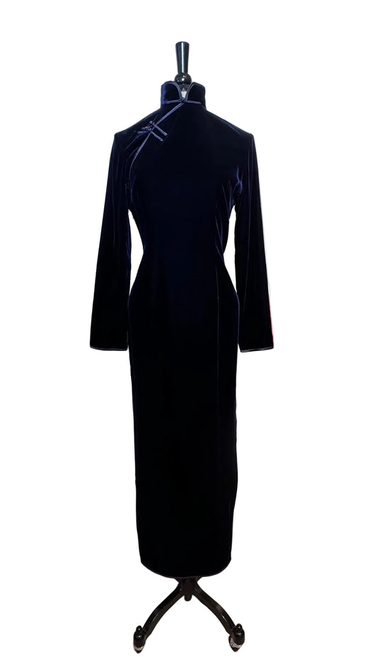 Shanghai Tang - Purple Silk Velvet Dress - Small