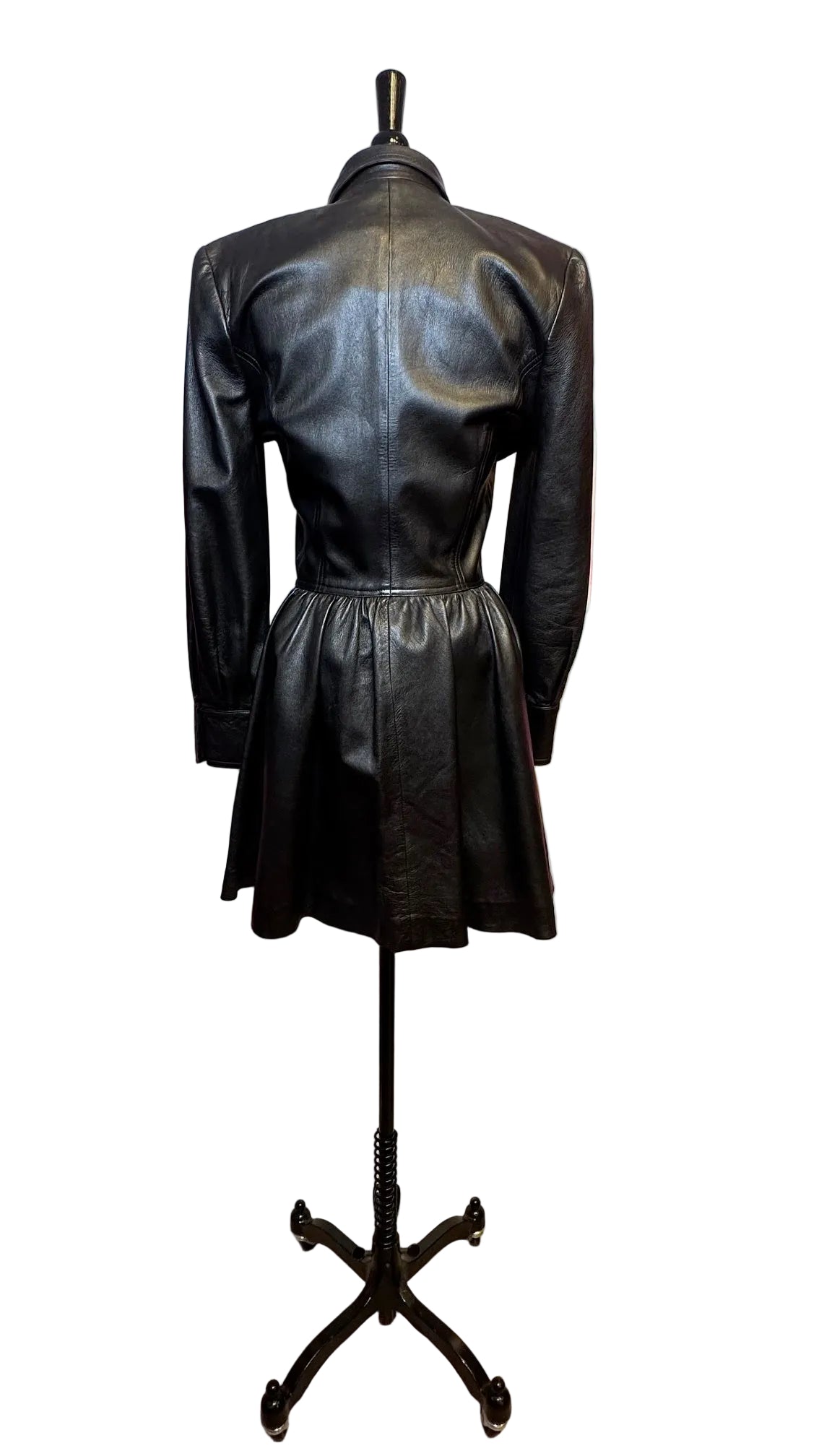 Mario Valentino - Vintage Black Leather Coat - Small