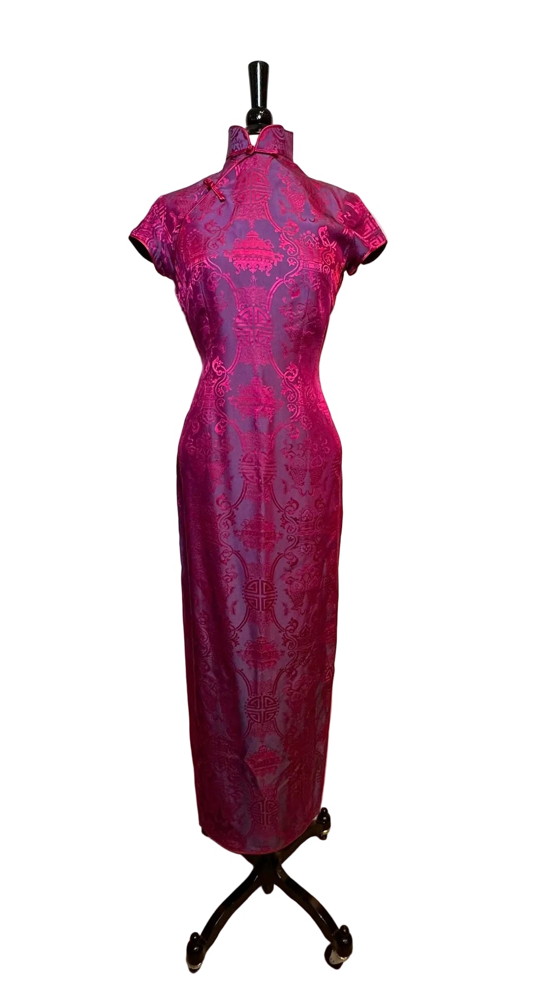 Shanghai Tang - Pink Purple Silk Dress - Small