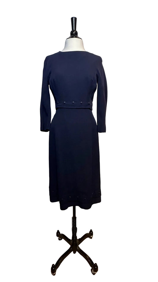 LOUIS FERAUD - Navy Long Sleeve Dress - Small