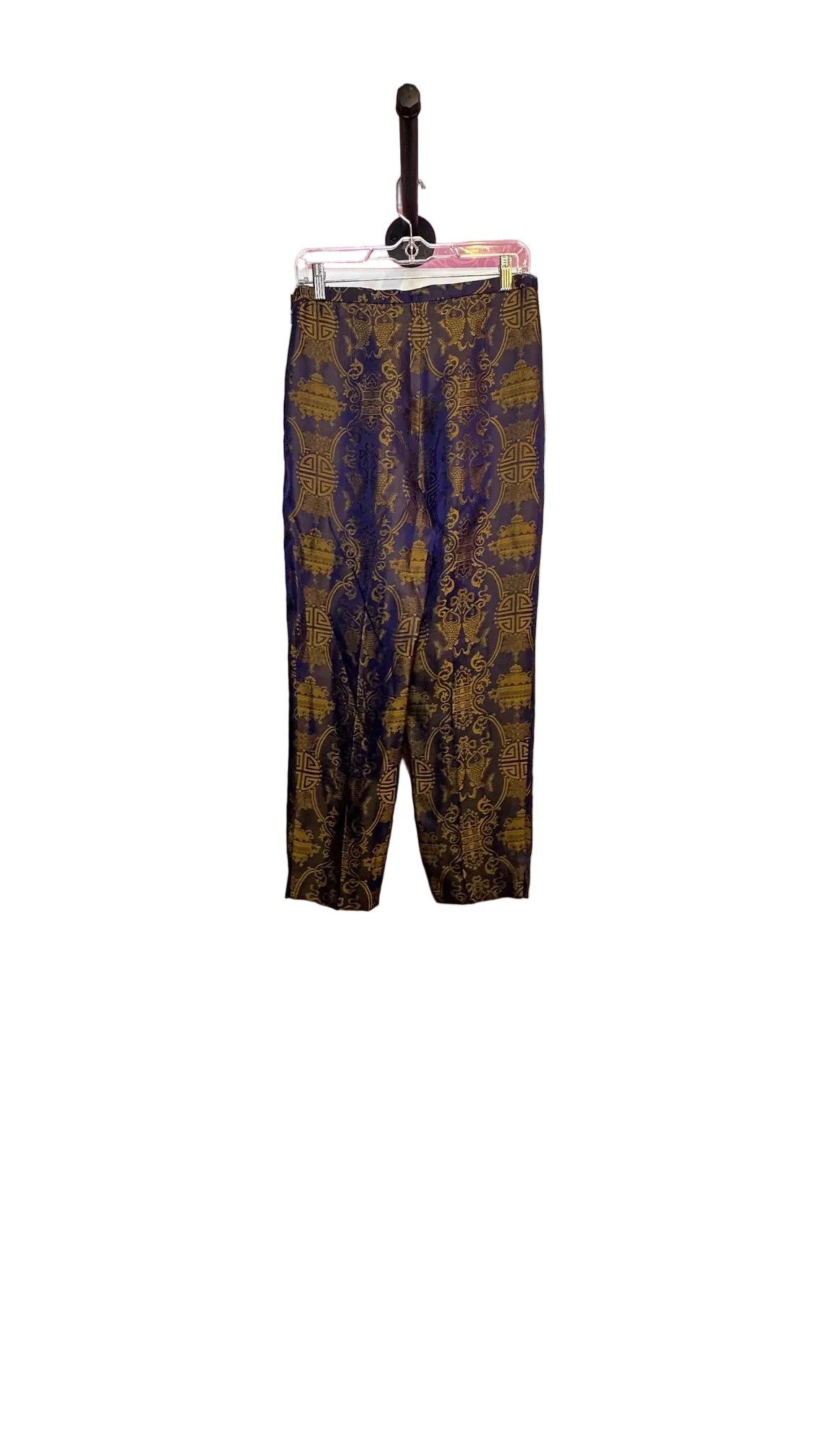 Shanghai Tang - Blue Gold Silk Pants - Small
