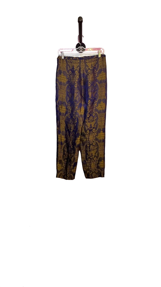 Shanghai Tang - Blue Gold Silk Pants - Small