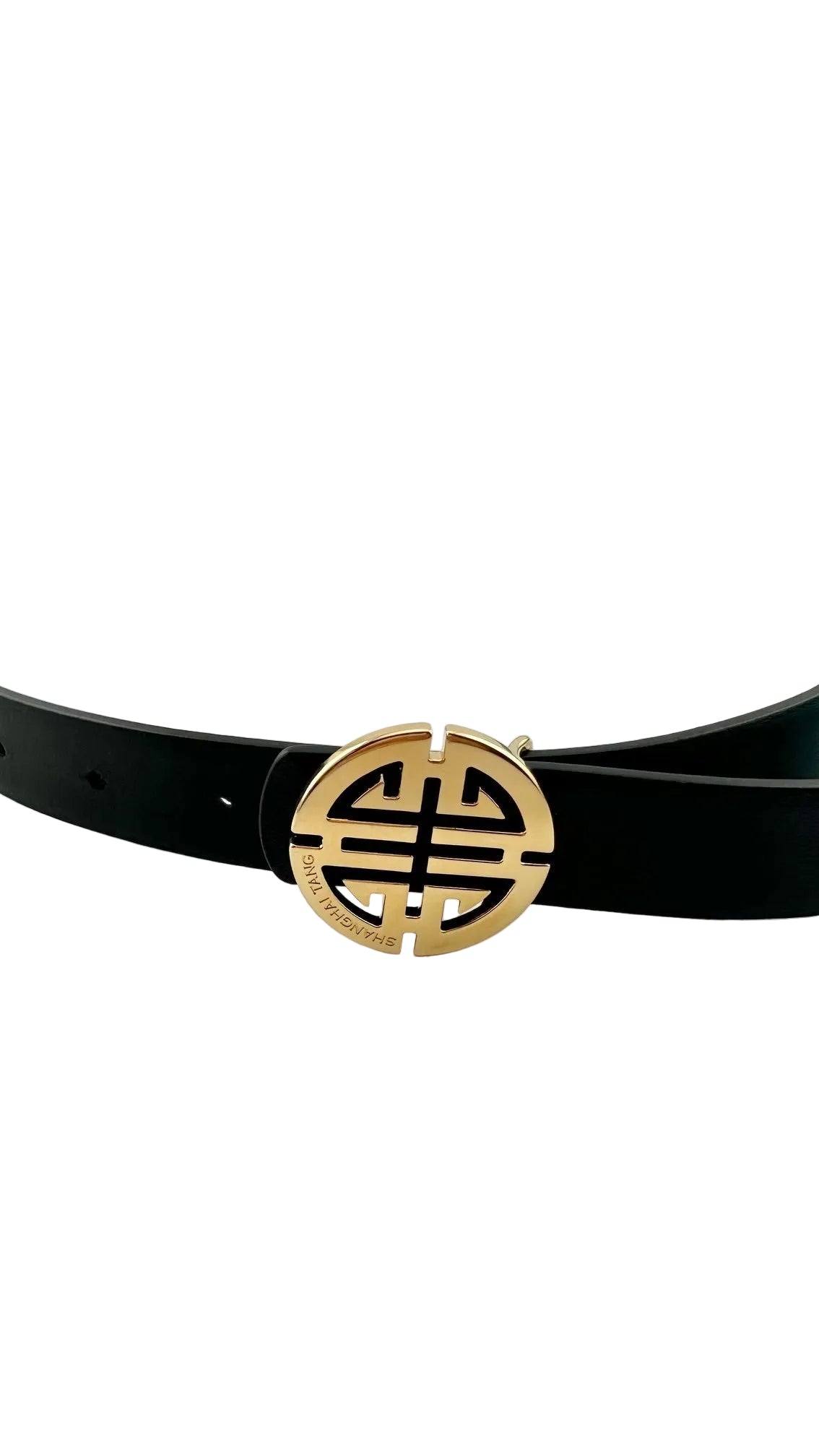 Shanghai Tang - Black Blue Leather Belt - Medium