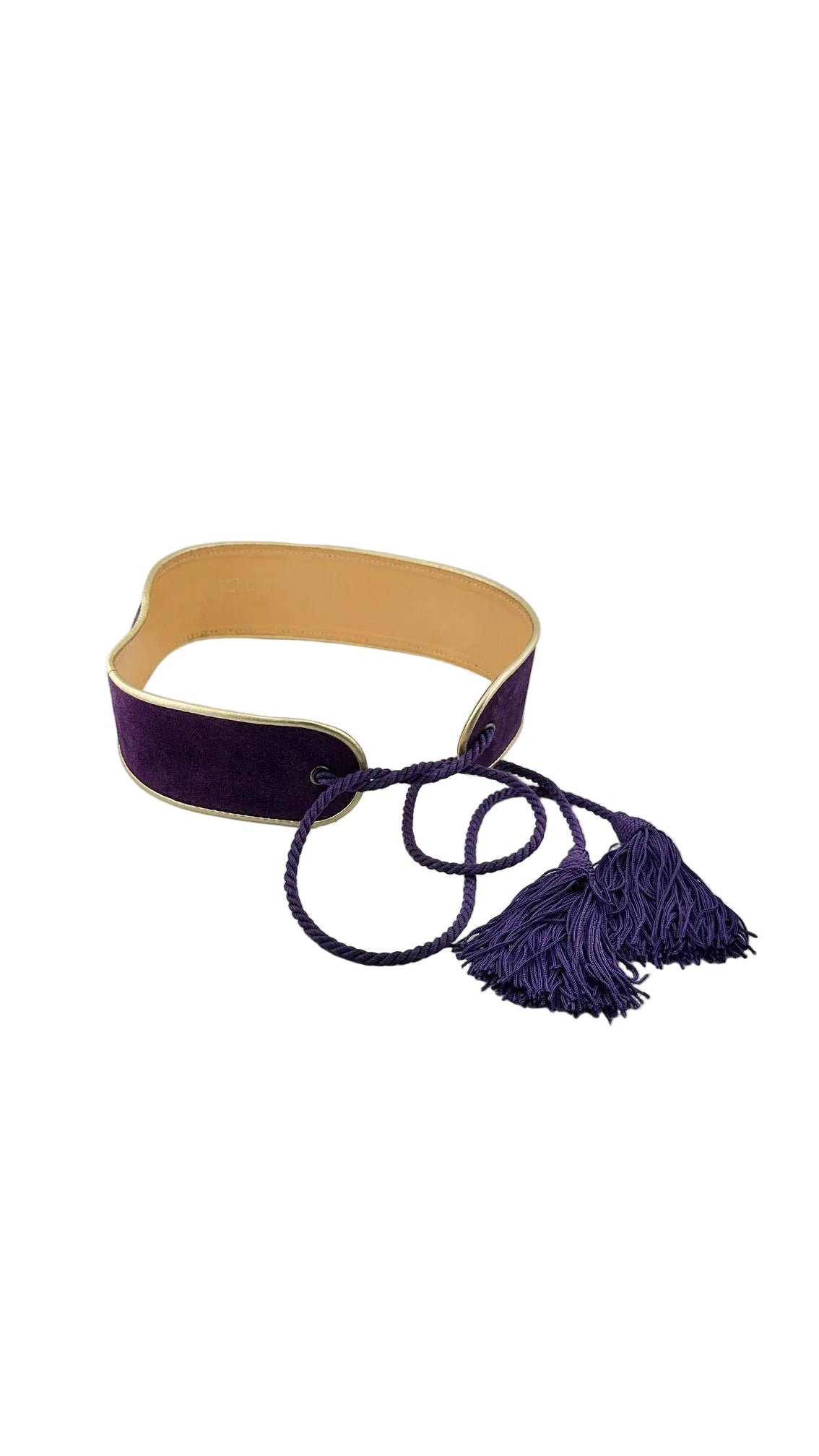 Saint Laurent - Purple Gold Leather Tassel Belt - Small