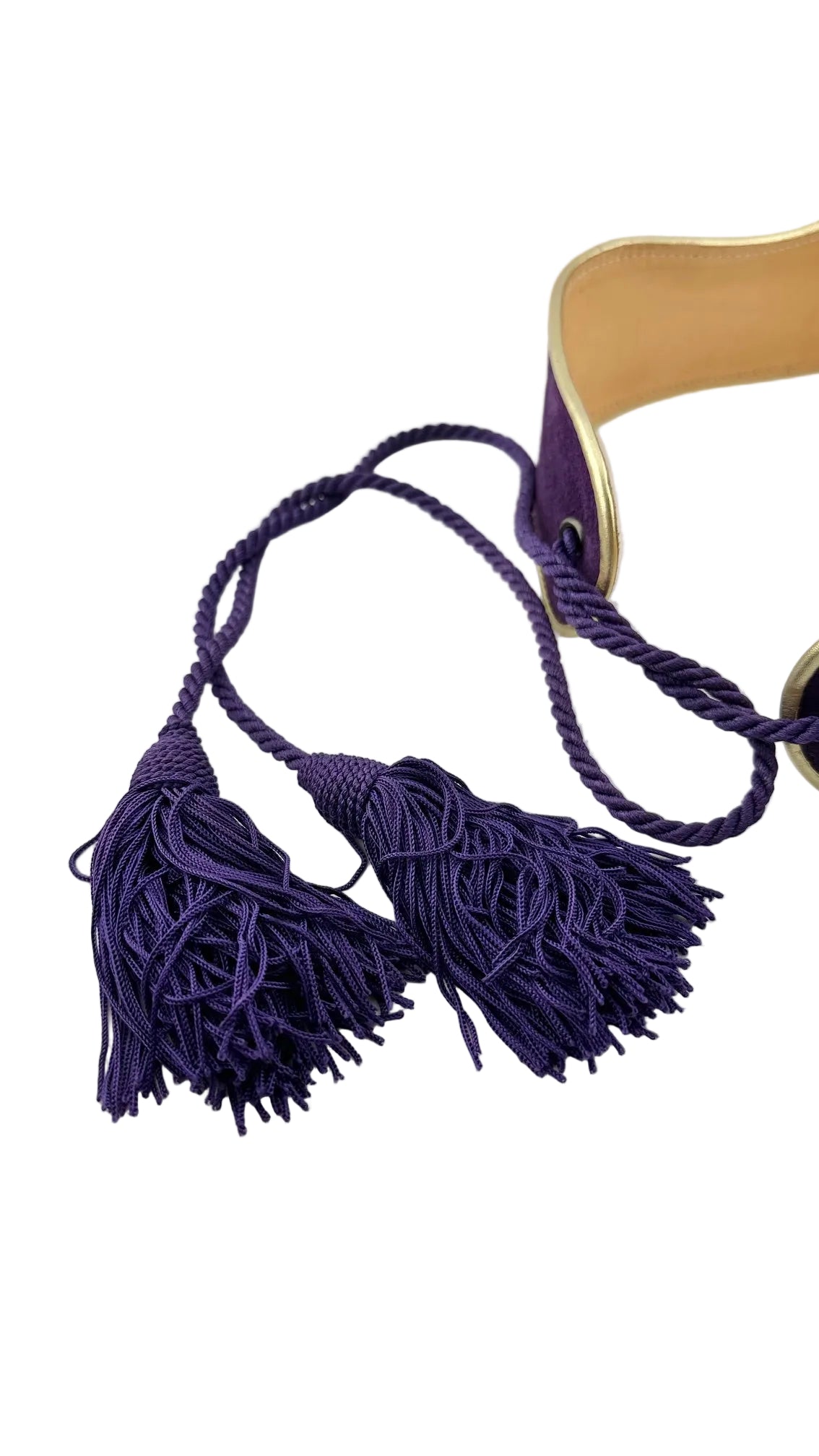 Saint Laurent - Purple Gold Leather Tassel Belt - Small