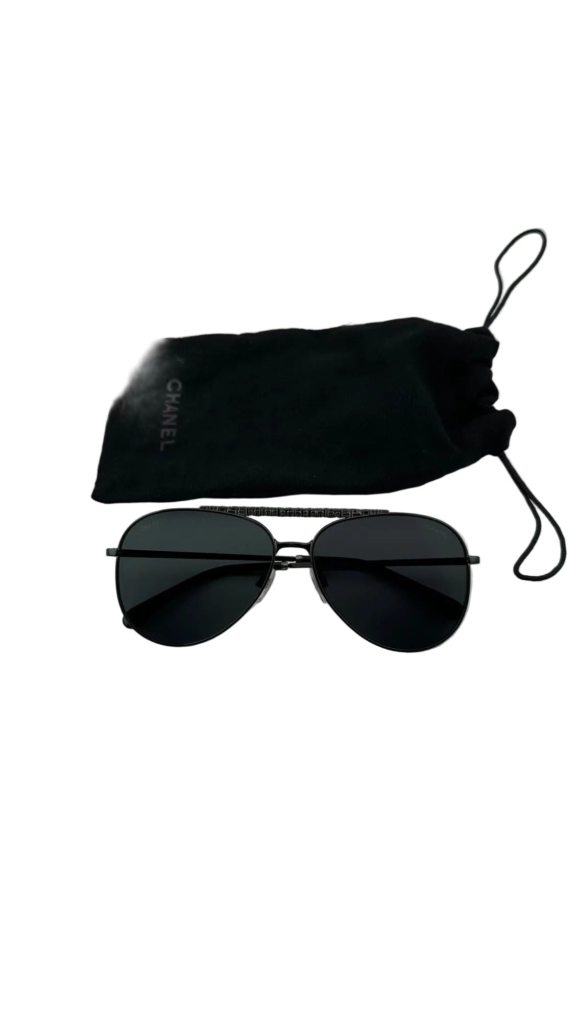 Chanel - Black Aviator Sunglasses