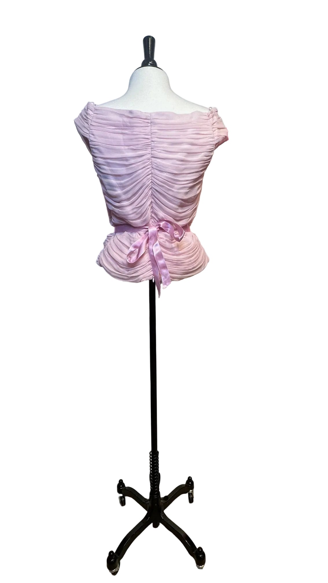 SHANI - Pink Silk Ruched Sleeveless Top - 16