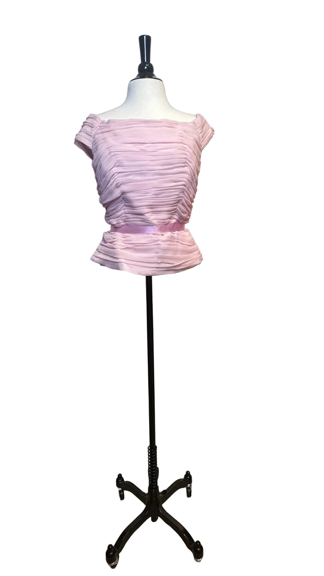 SHANI - Pink Silk Ruched Sleeveless Top - 16