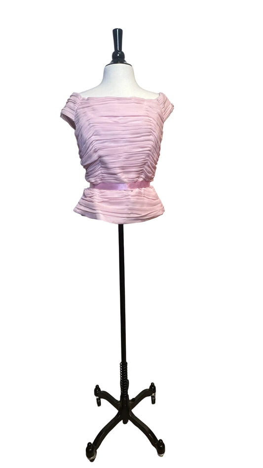 SHANI - Pink Silk Ruched Sleeveless Top - 16