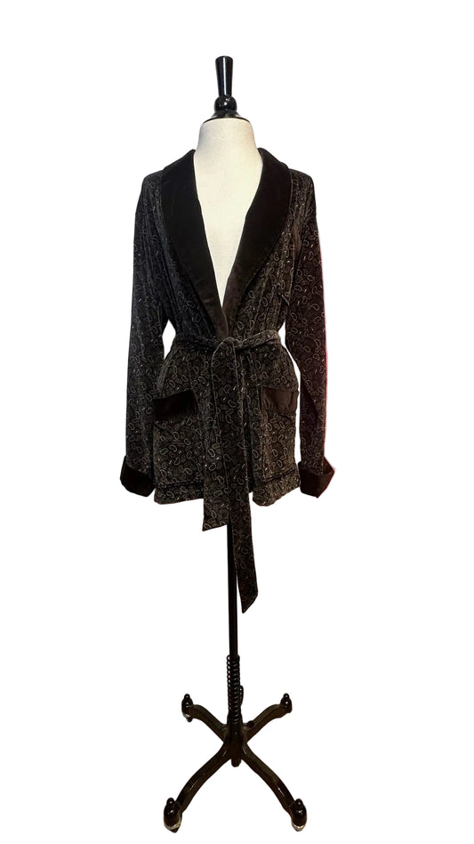 Yves Saint Laurent - Vintage Cotton Chocolate Velvet Robe - Medium