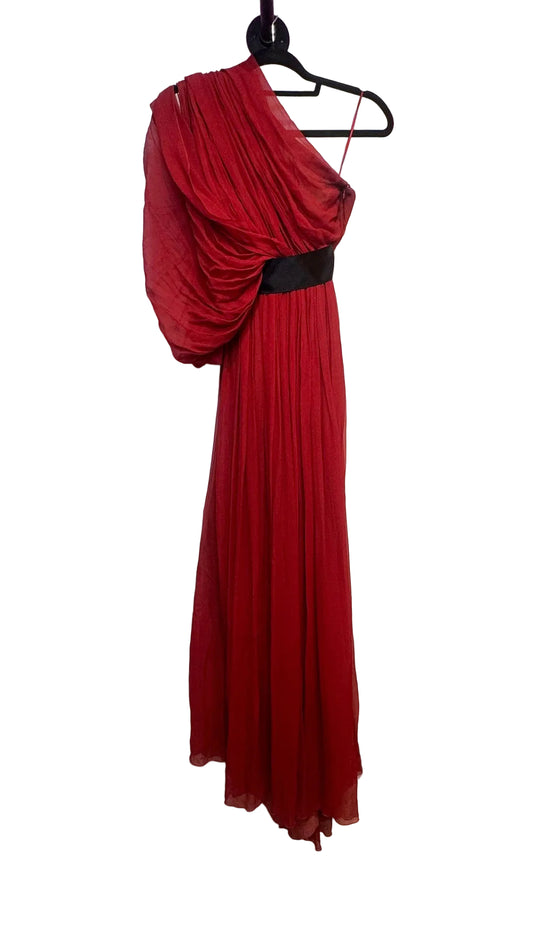 LANVIN - Red Drape Shoulder Dress - Small