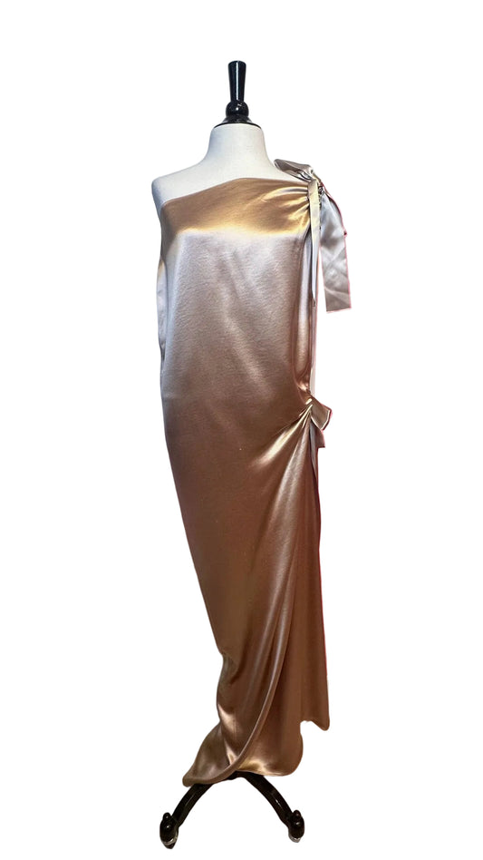 LANVIN - Champagne Silk Shoulder Dress - Medium