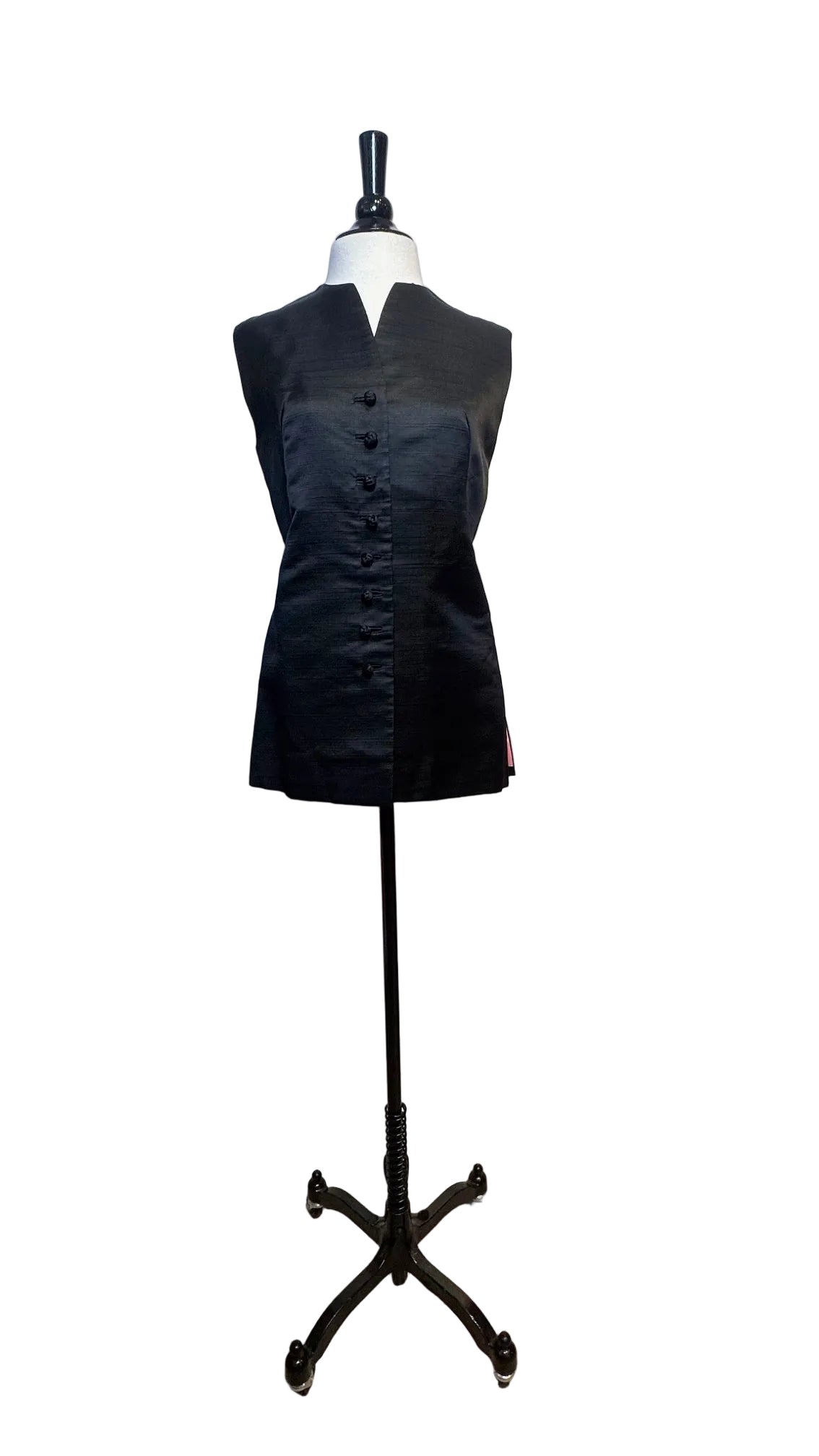 Bullocks Wilshire - Vintage Black Pink Silk Vest - 10