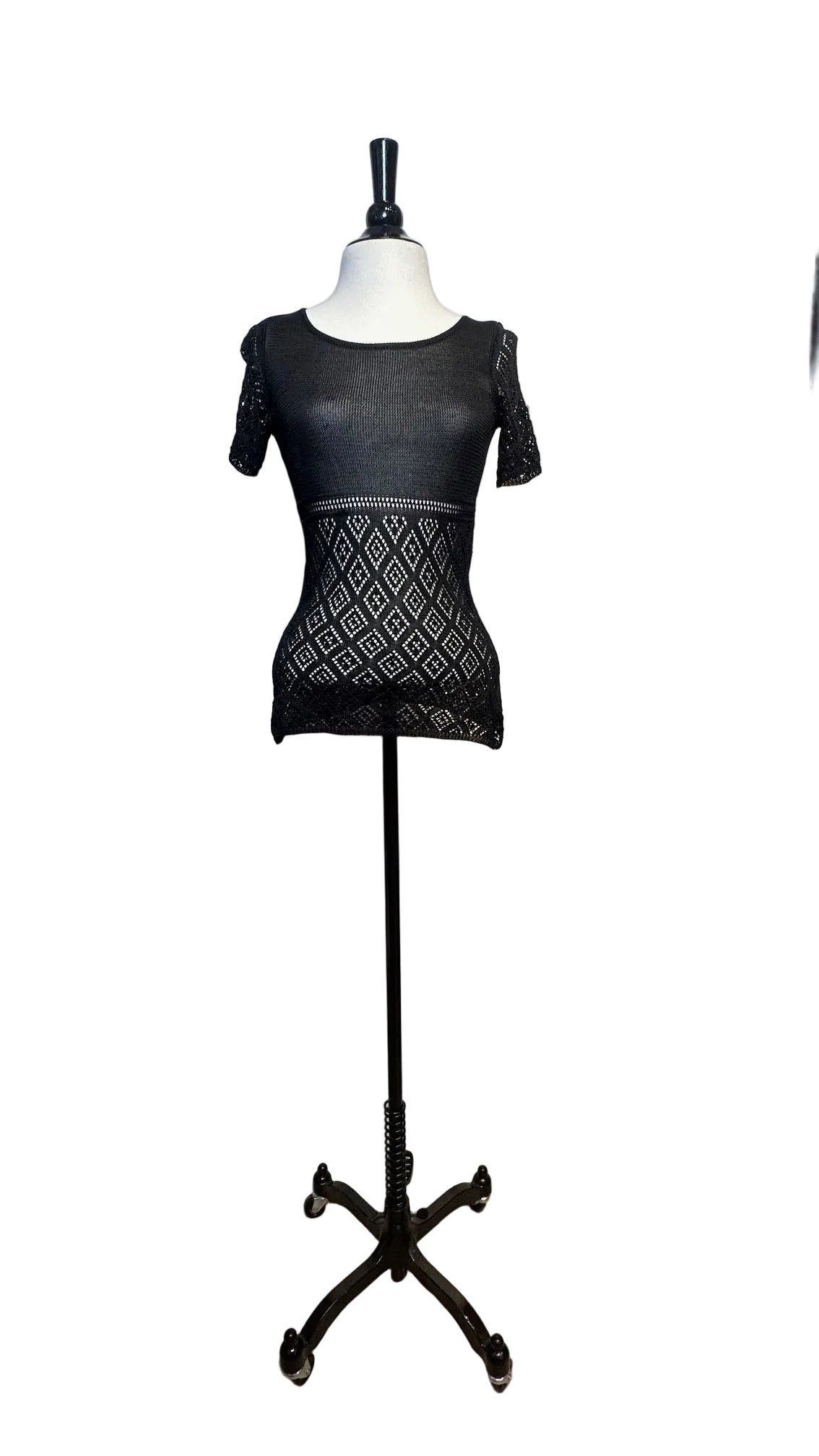 DOLCE & GABBANA - Vintage Black Short Sleeve Knit Top - 38