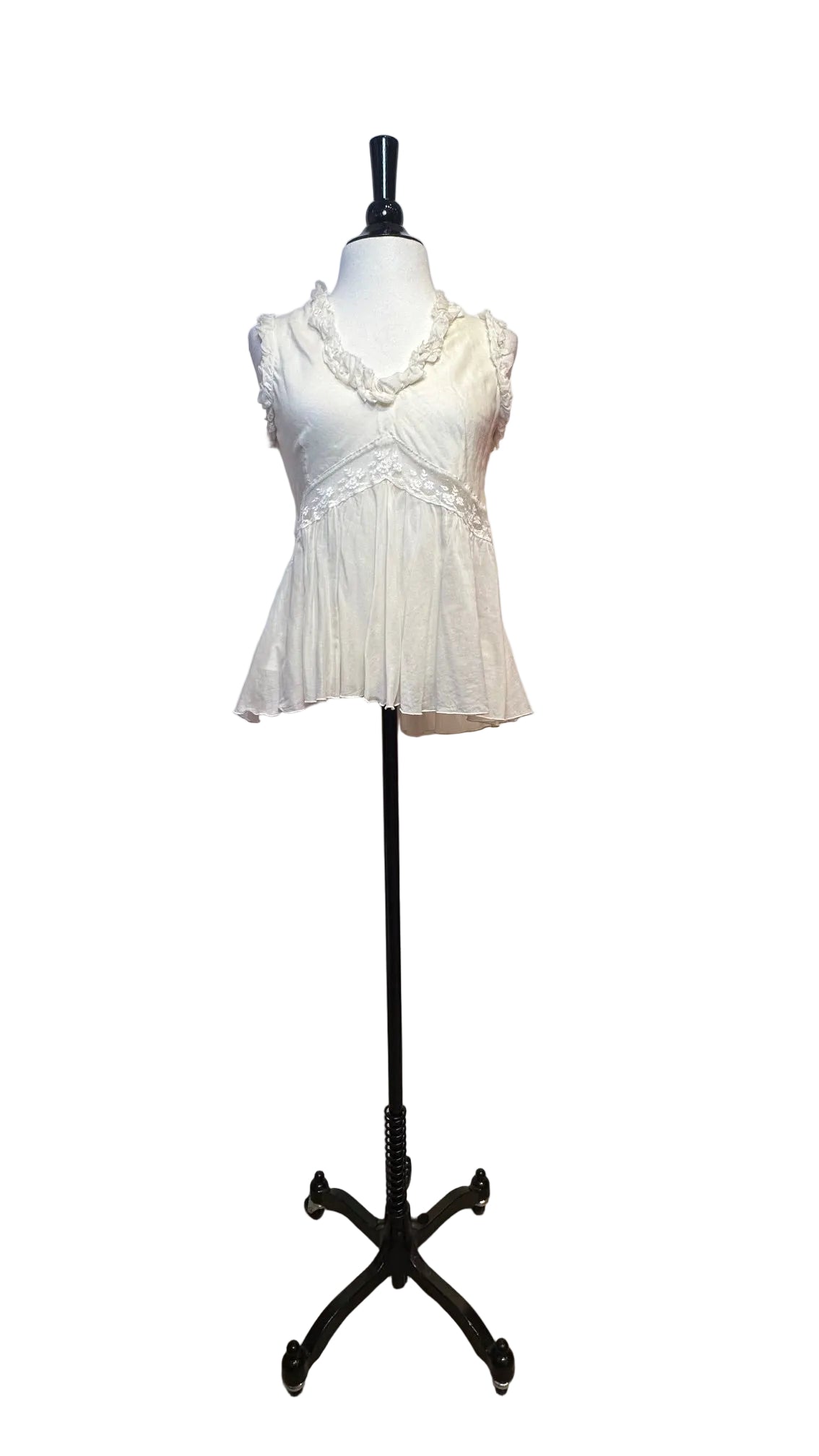 PRADA - Cream Cotton Ruffle Blouse - 40