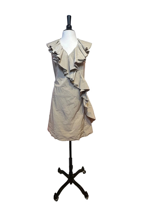 LANVIN - Beige Sleeveless Ruffle Dress - 40