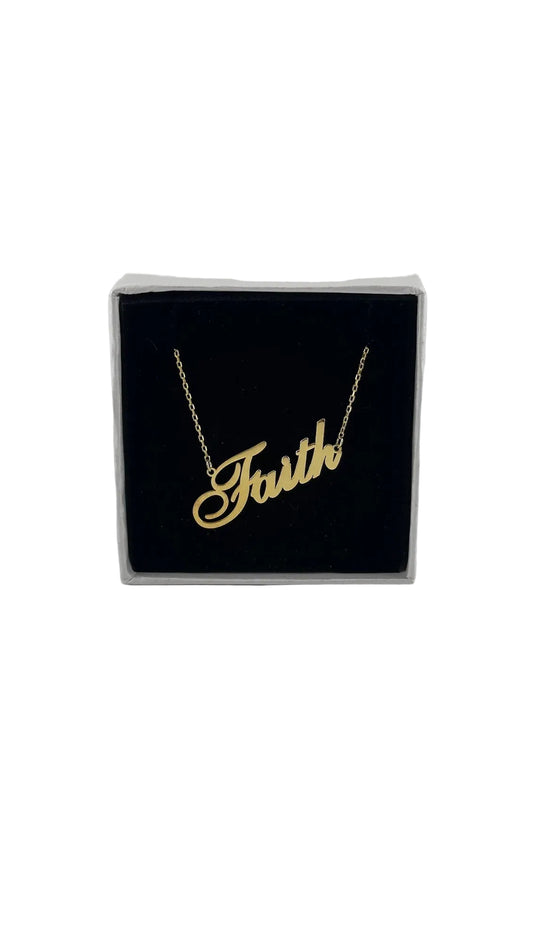 "Faith" Gold tone Necklace