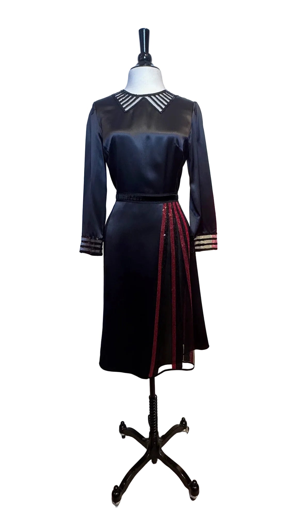 MARC JACOBS - Silk Black Sequin Long Sleeve Dress - 6