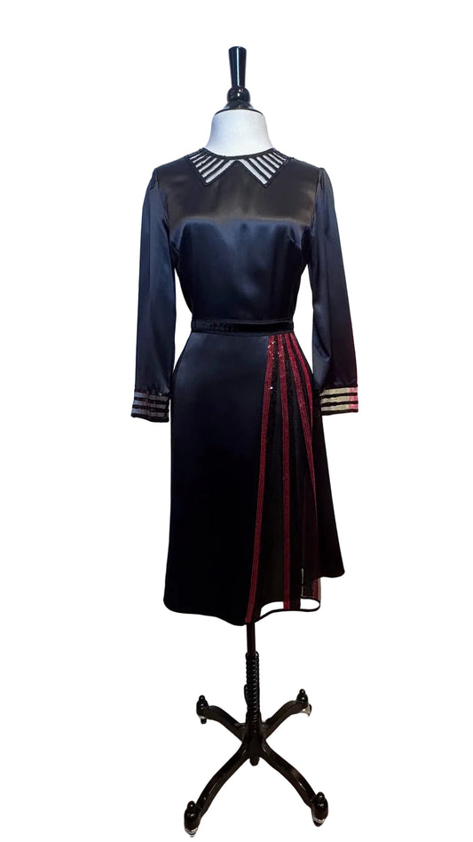 MARC JACOBS - Silk Black Sequin Long Sleeve Dress - 6