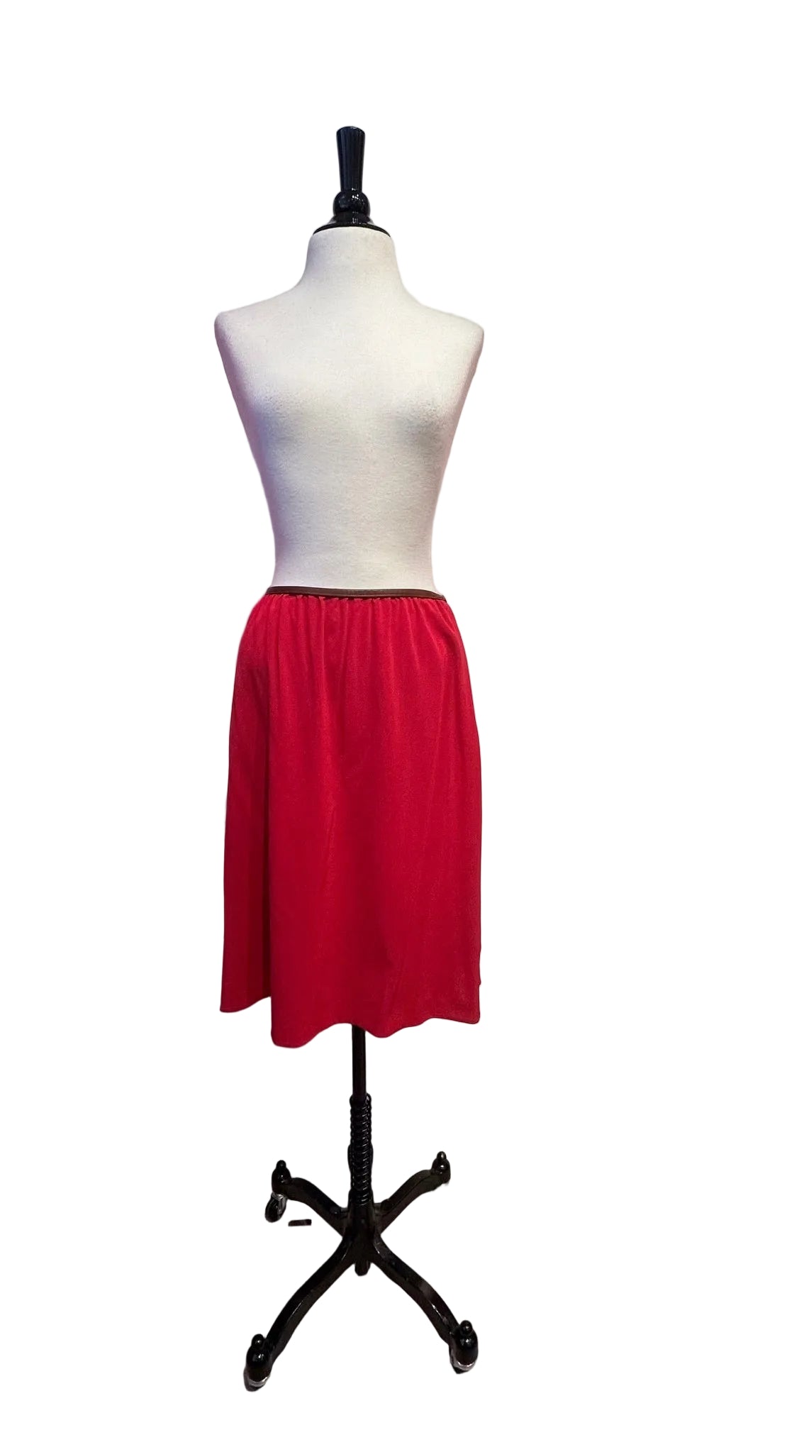 Prada - Red Silk Skirt Leather Trim - 42