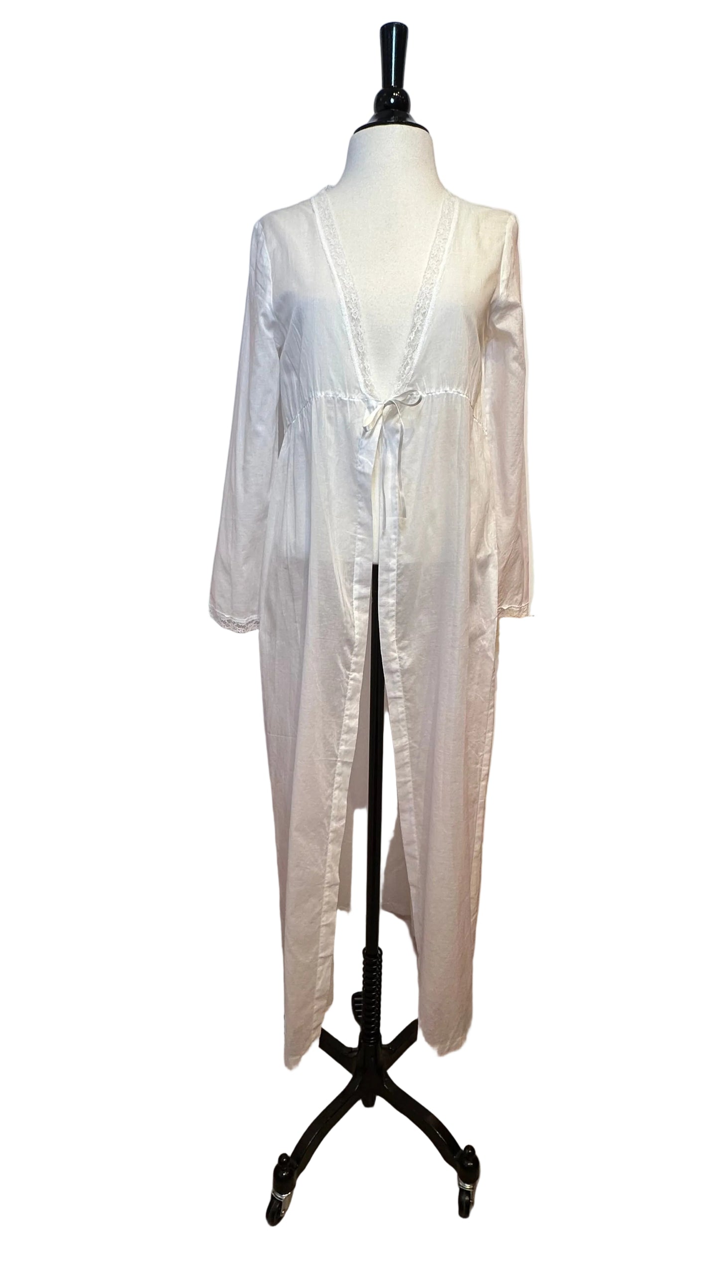 Yves Delorme - Bianca Long Negligee - White Cotton - Small