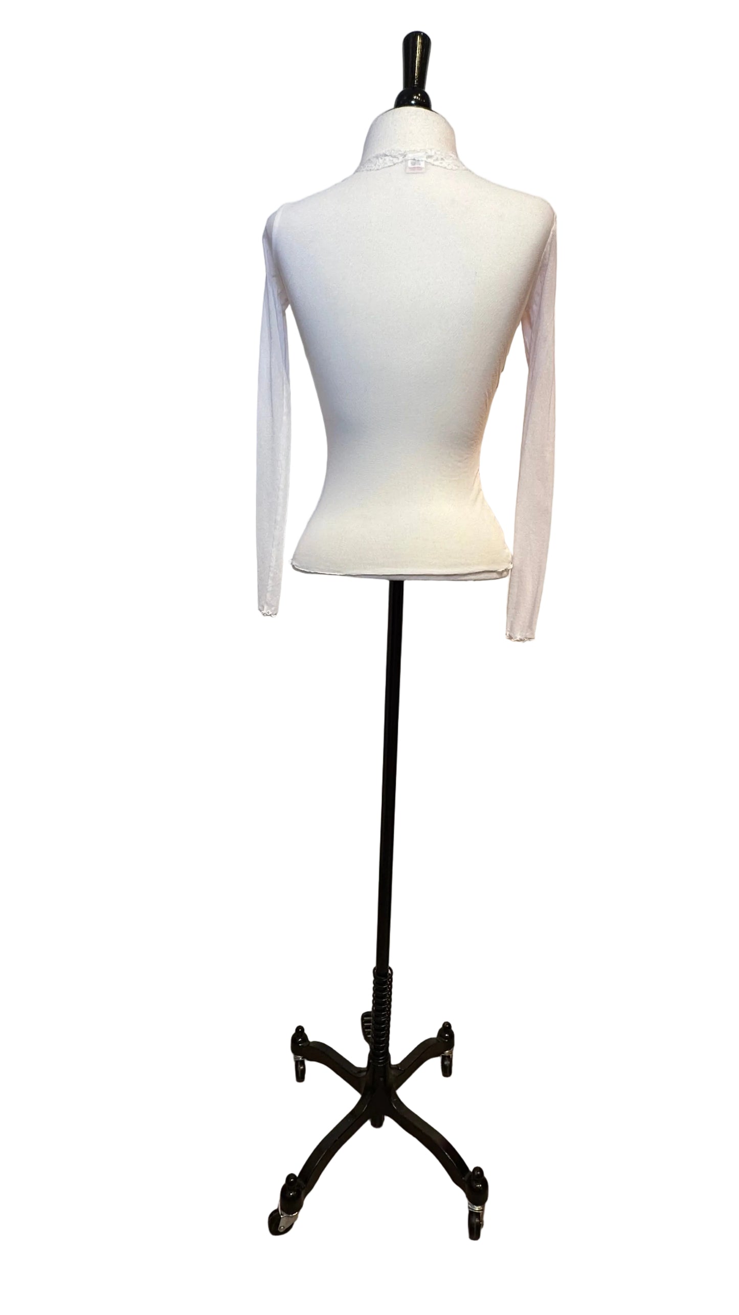 Only Hearts - White Mesh Lace Button Up Top - Small