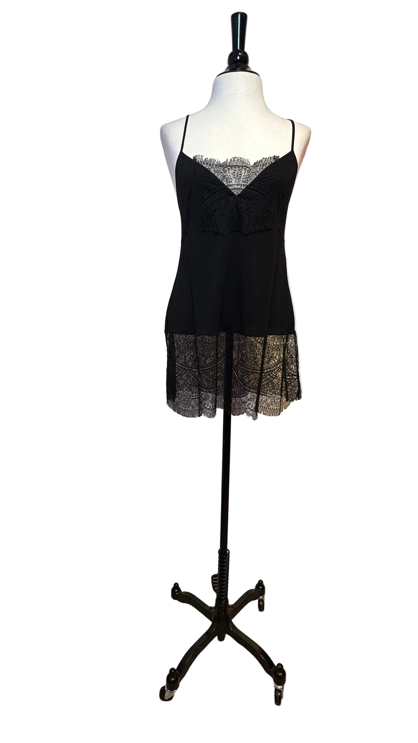 Cristi Garconne - Black Lace Slip Dress