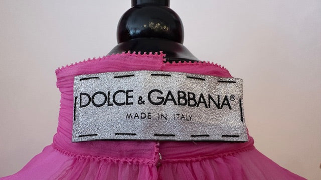 DOLCE & GABBANA - Hot Pink Silk Sheer Blouse - 38
