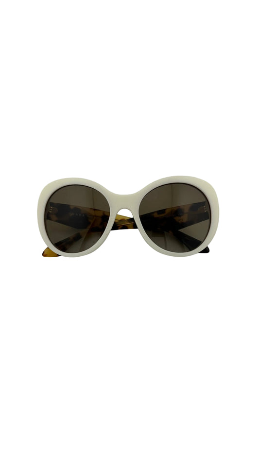 Prada - White Round Gem and Tortie Sunglasses