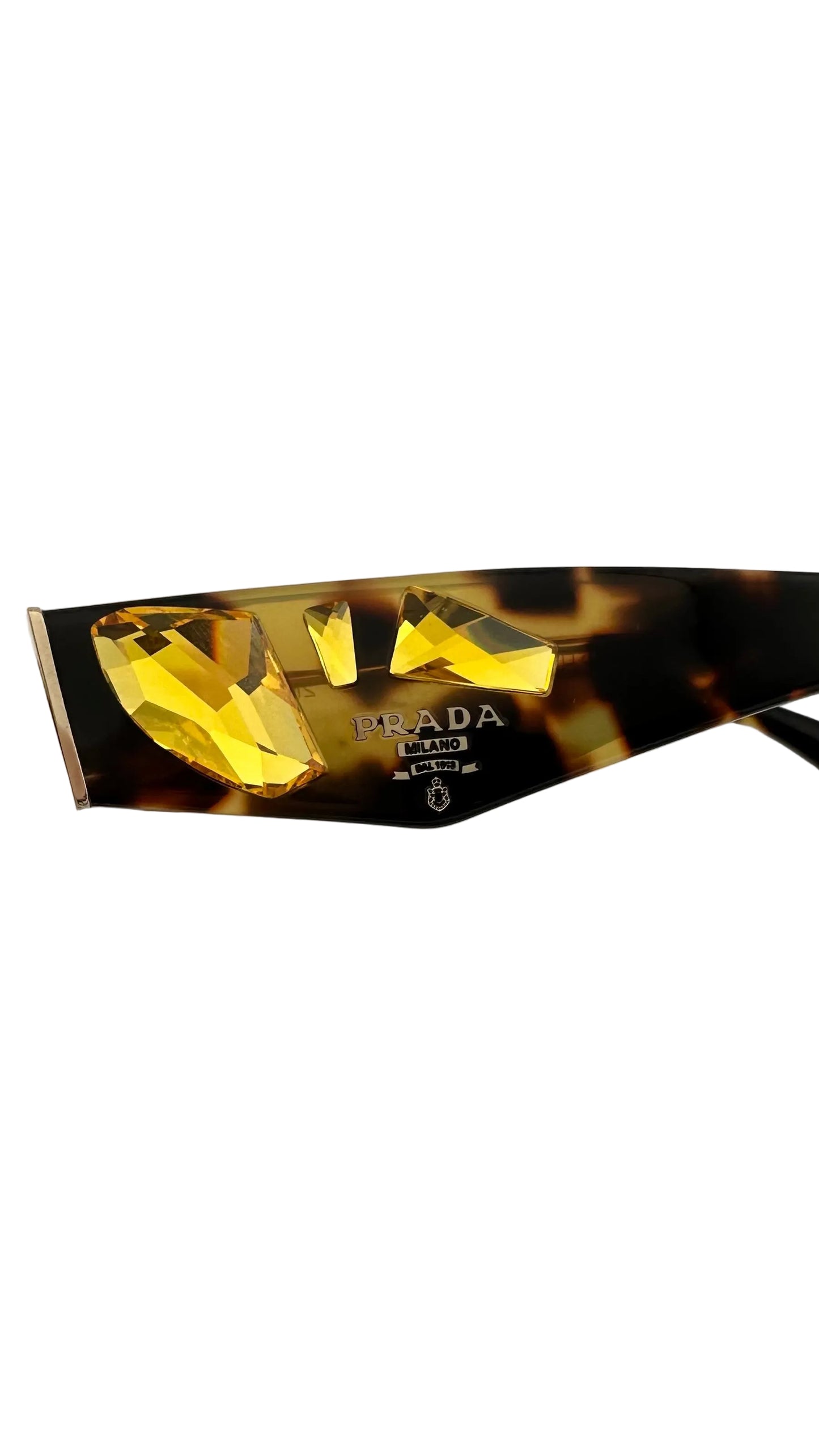 Prada - White Round Gem and Tortie Sunglasses