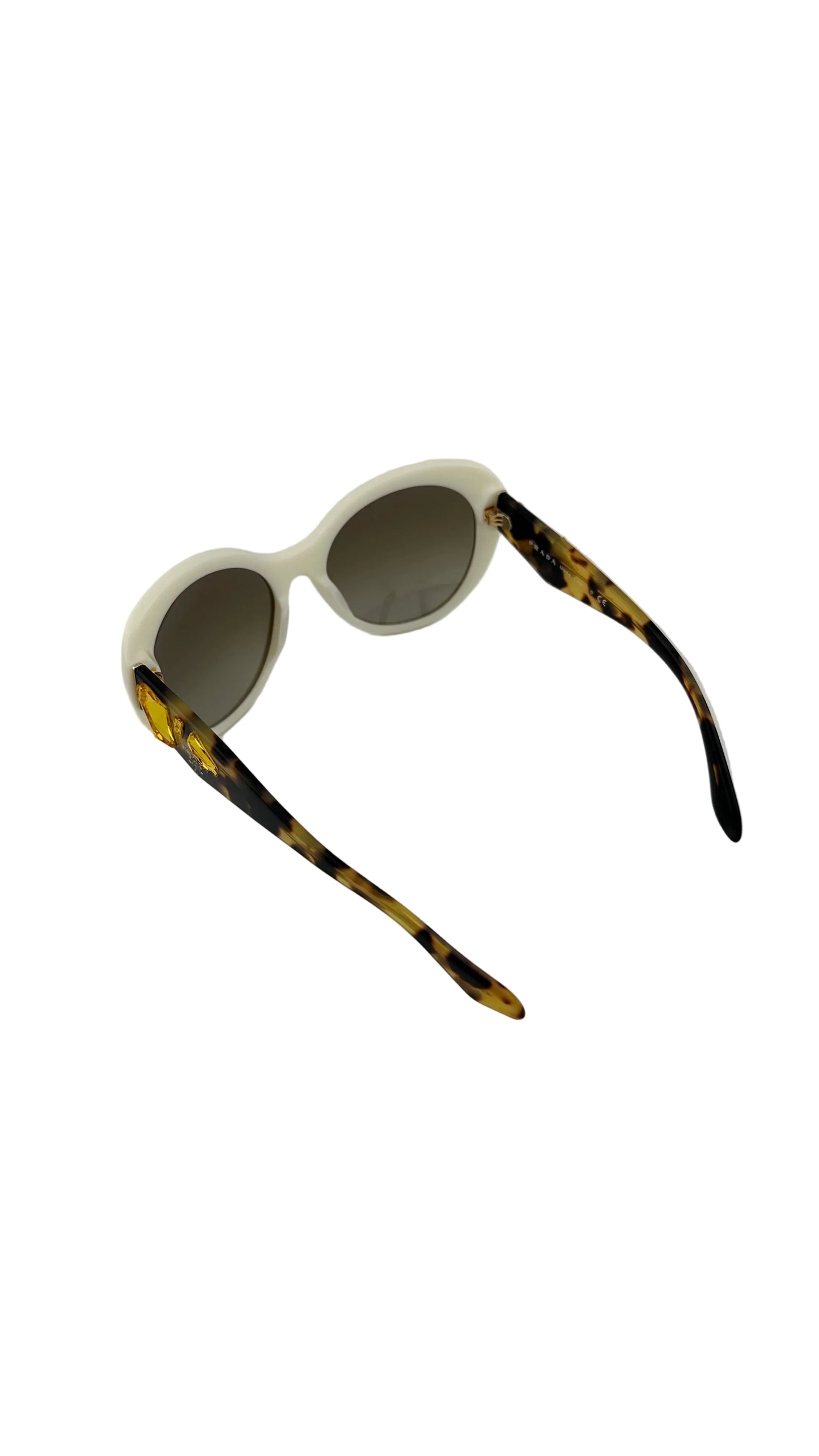 Prada - White Round Gem and Tortie Sunglasses