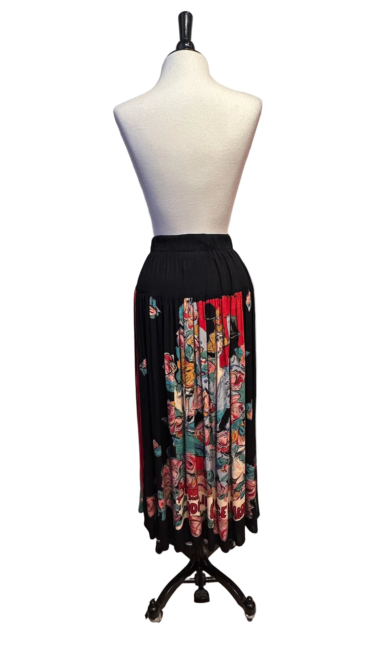 Carole Little - Moulin Rouge Black Print Midi Skirt - 6