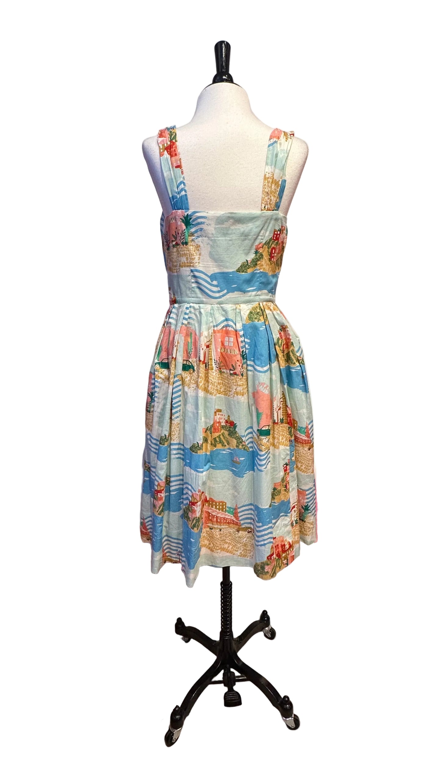 Emily and Fin Scenic Print Cotton Dress - Medium
