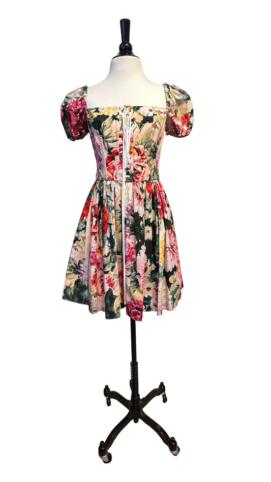 DOLCE & GABBANA - Floral Print Corset Dress - 40