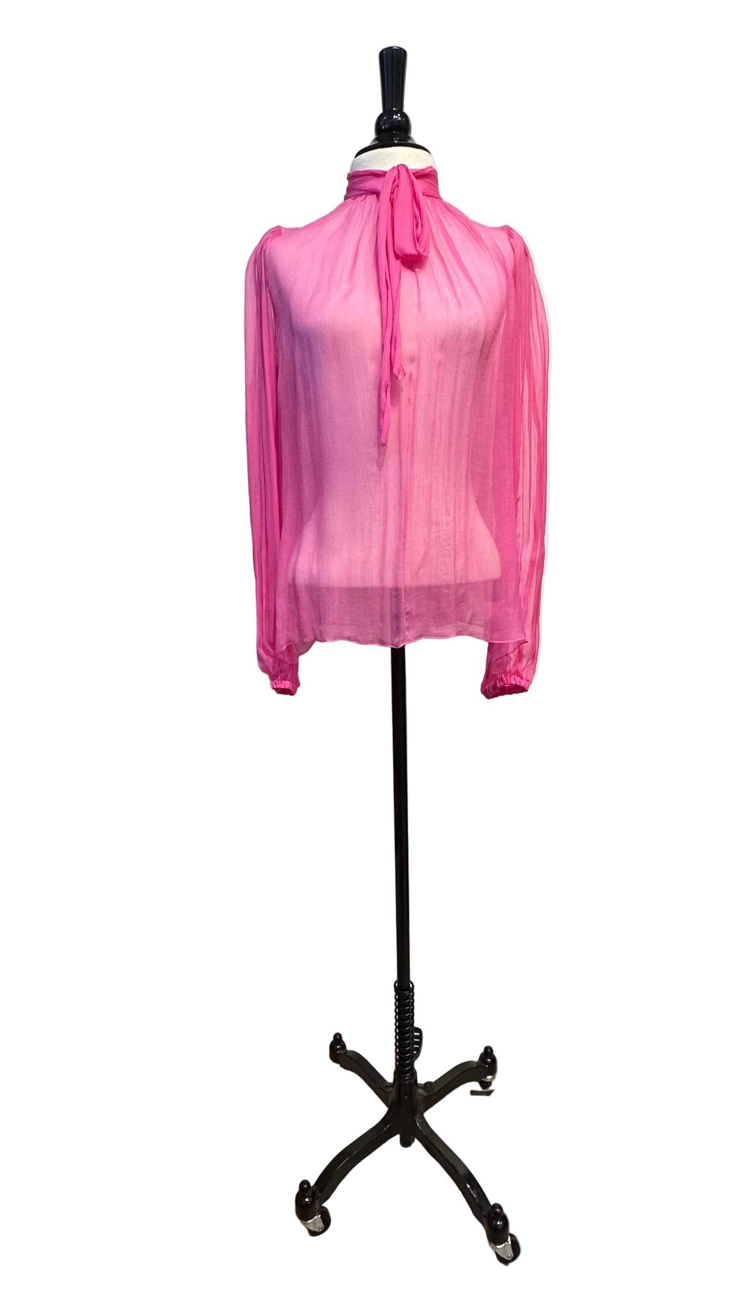 DOLCE & GABBANA - Hot Pink Silk Sheer Blouse - 38