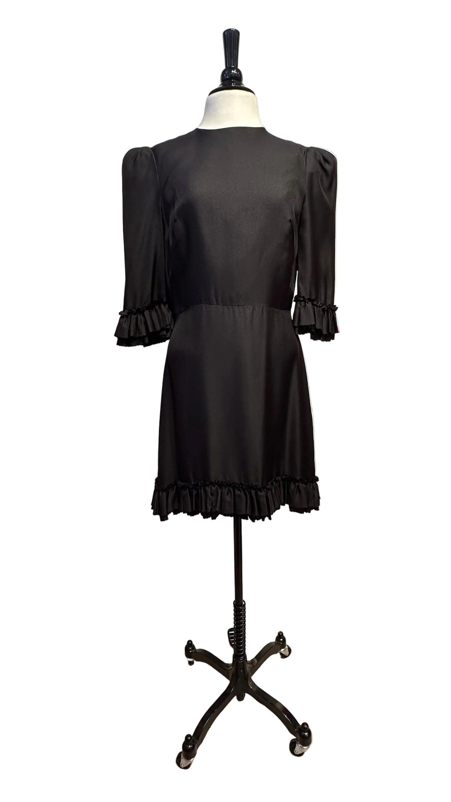 The Vampire's Wife - Black Silk Ruffle Dress - 12