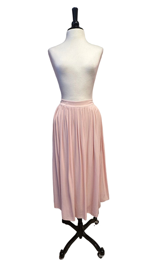 ANINE BING - Ballet Pink Pleated Silk Midi Skirt - Large