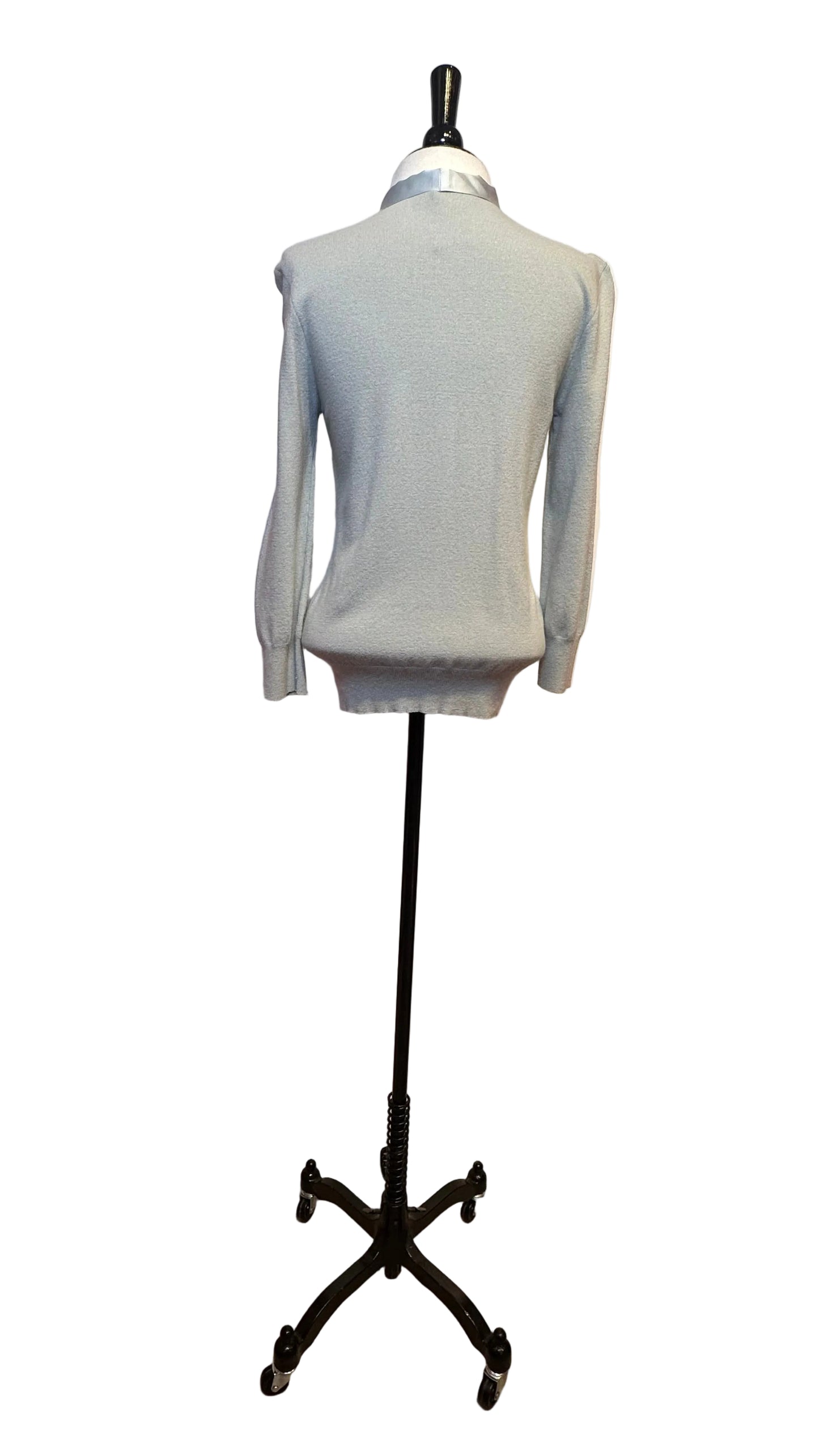 DOLCE & GABBANA - Seafoam Green Tie Pearl Button Cardigan - 44