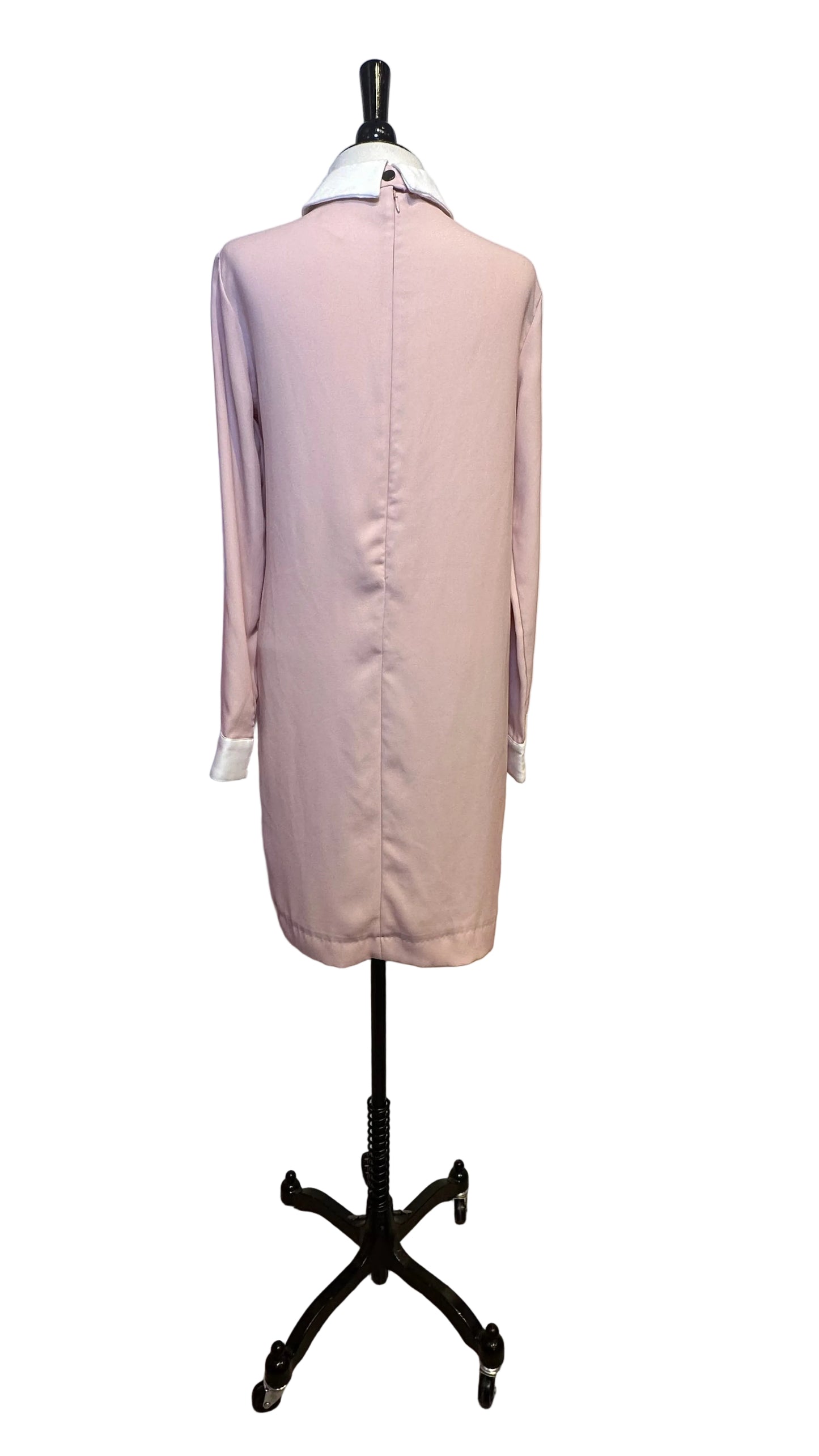 Victoria Beckham - Ballet Pink Long Sleeve Bunny Collar Sheath Dress - Small