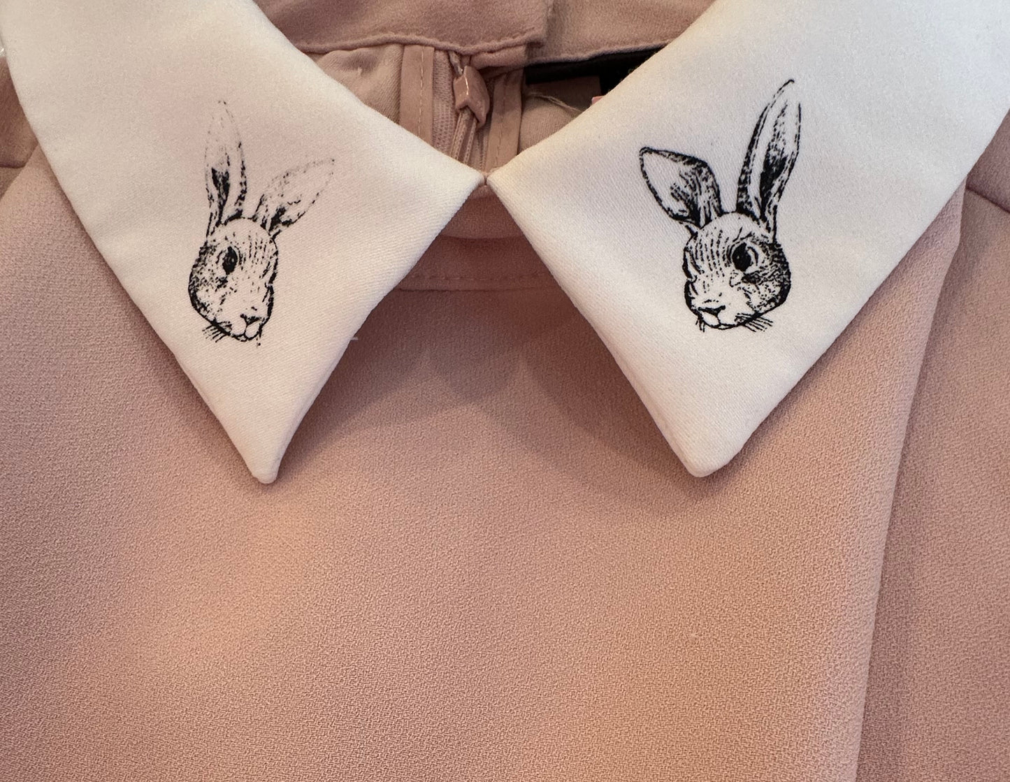 Victoria Beckham - Ballet Pink Long Sleeve Bunny Collar Sheath Dress - Small