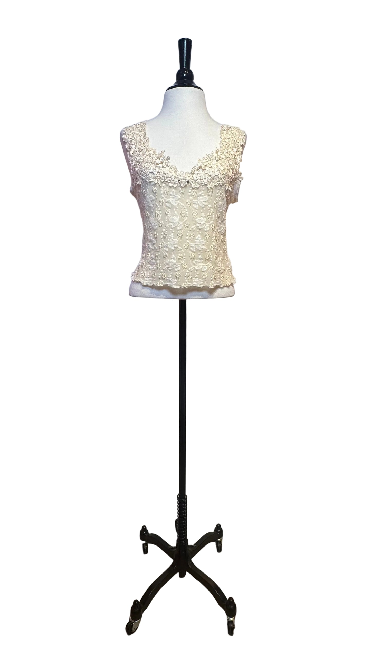 Claire Pettibone - Cream Lace Floral Tank Top - Medium