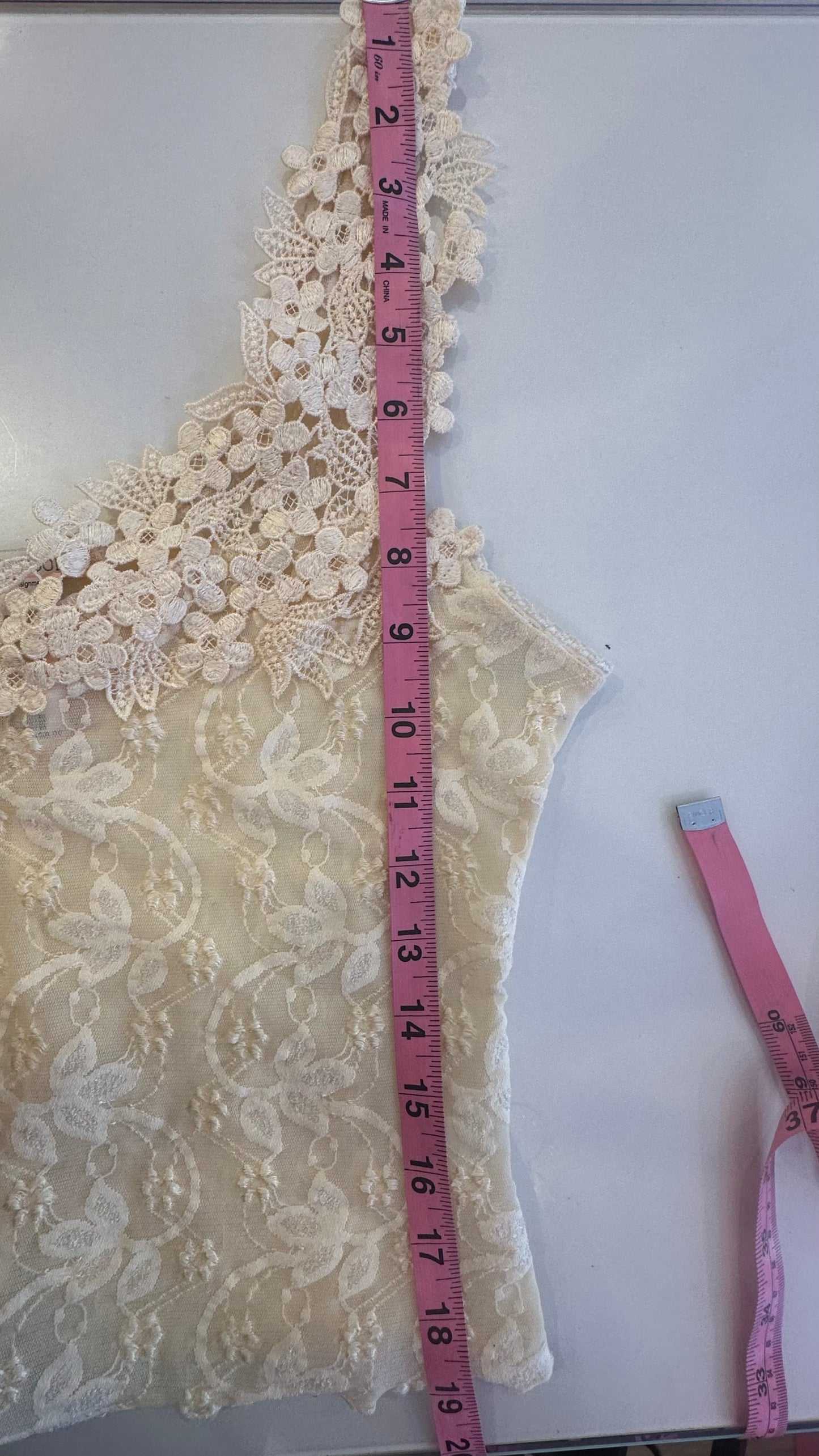 Claire Pettibone - Cream Lace Floral Tank Top - Medium