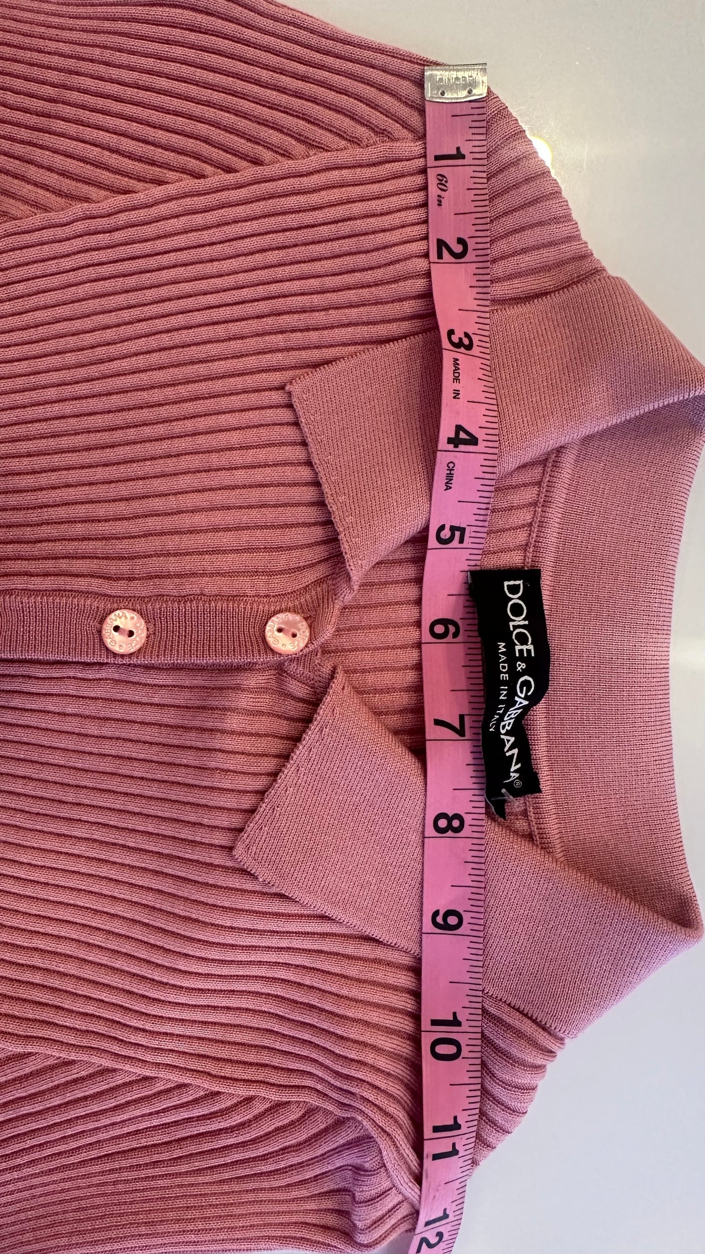 DOLCE & GABBANA - Pink Collared Knit Top - 40