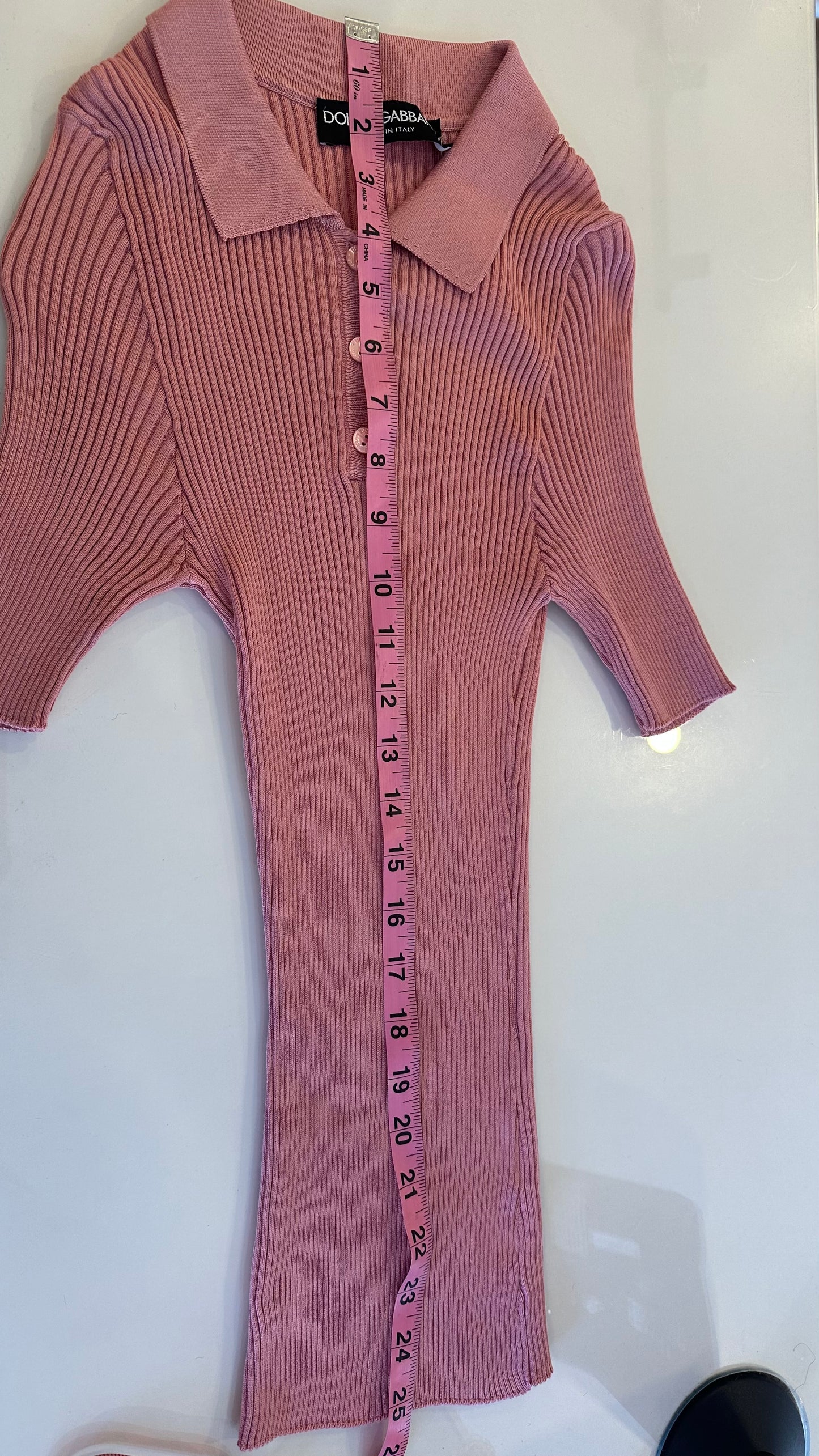DOLCE & GABBANA - Pink Collared Knit Top - 40